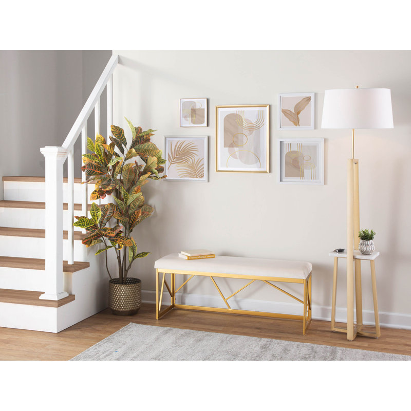 Fayette Velvet Bench, White 
