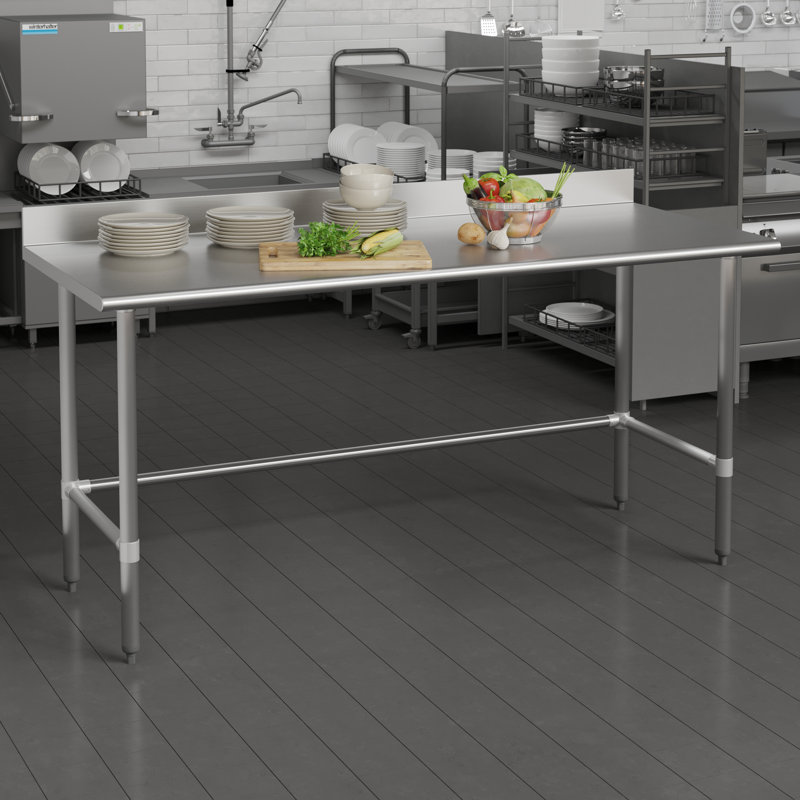 Commercial Grade Stainless Steel Kitchen Prep and Work Table with Backsplash