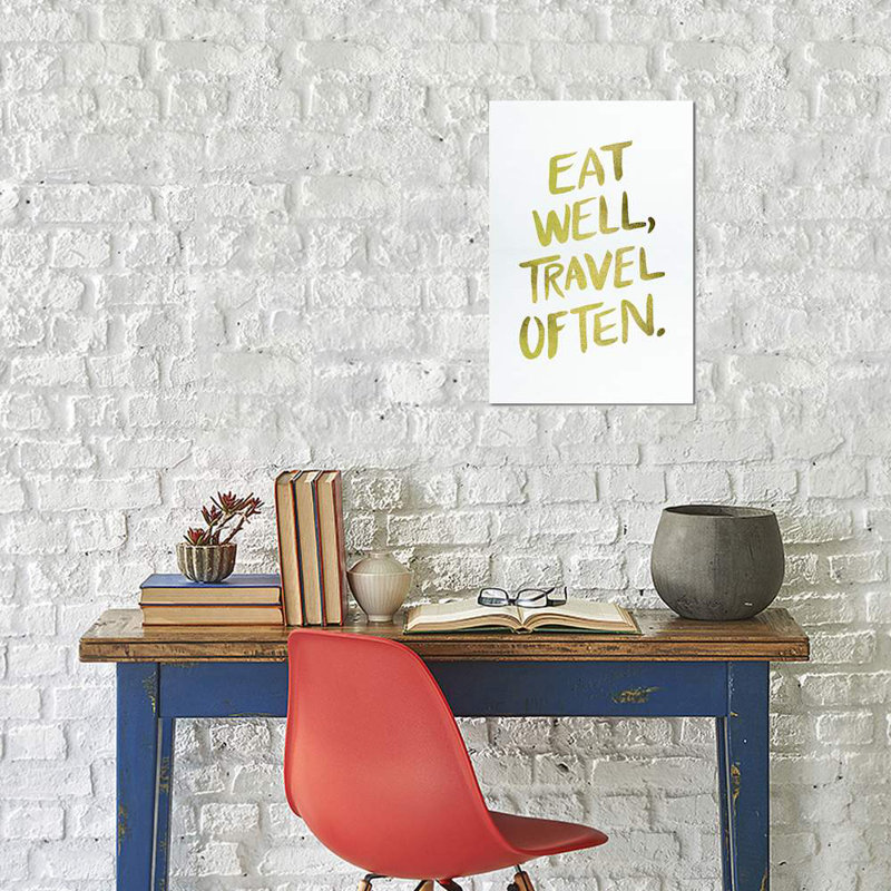 Eat Well Type Gold by Cat Coquillette - Print on Canvas, Wrapped Canvas, 101.6 cm H x 66.04 cm W x 3.175 cm D
