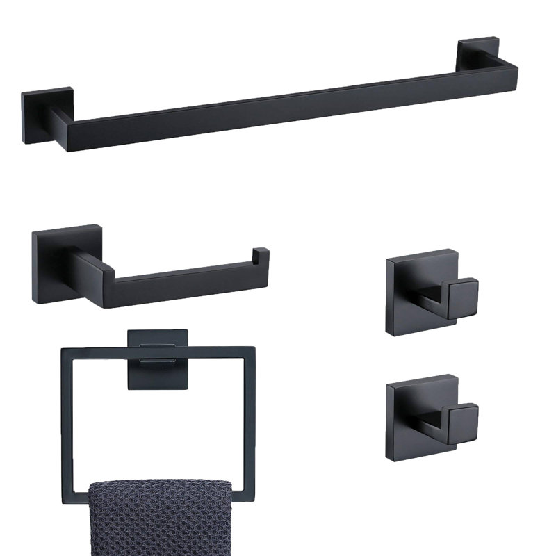 5-Piece Bathroom Hardware Set , Matte Black