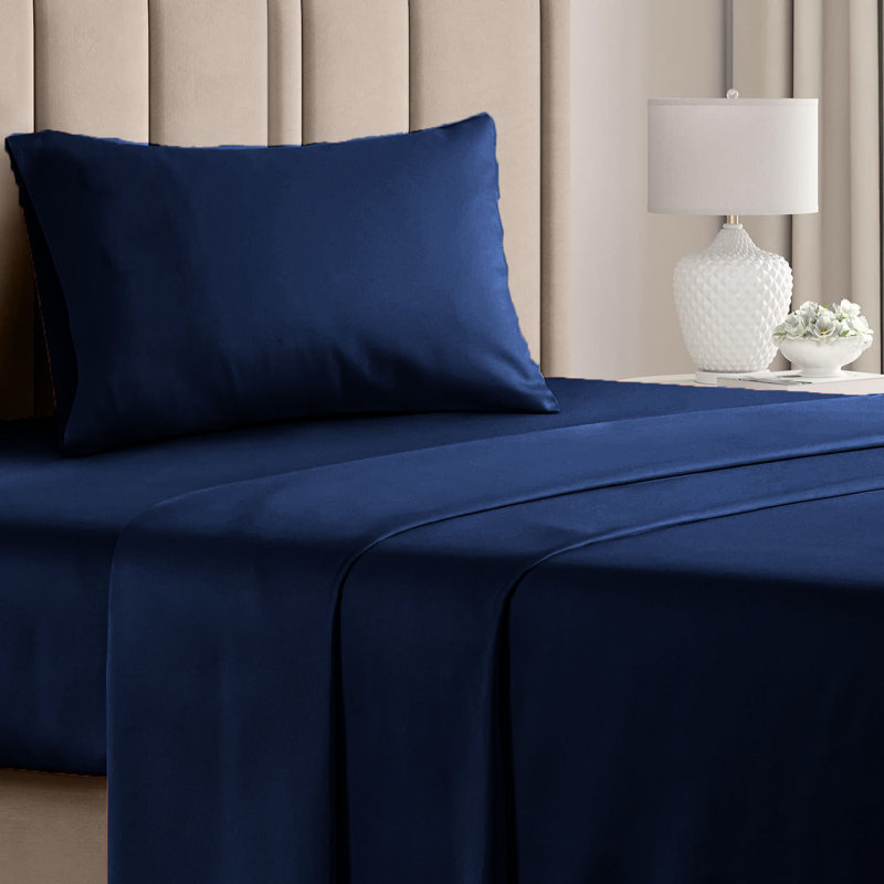  Ensemble de draps en rayonne de bambou 4 pièces Premium Luxury, Ensemble de draps pour lit simple avec deux taies 