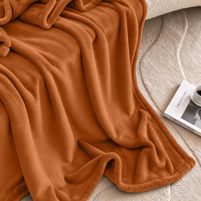  Couverture en molleton doux - Doux, chaud, lit / jeté, Lit simple, Rouille