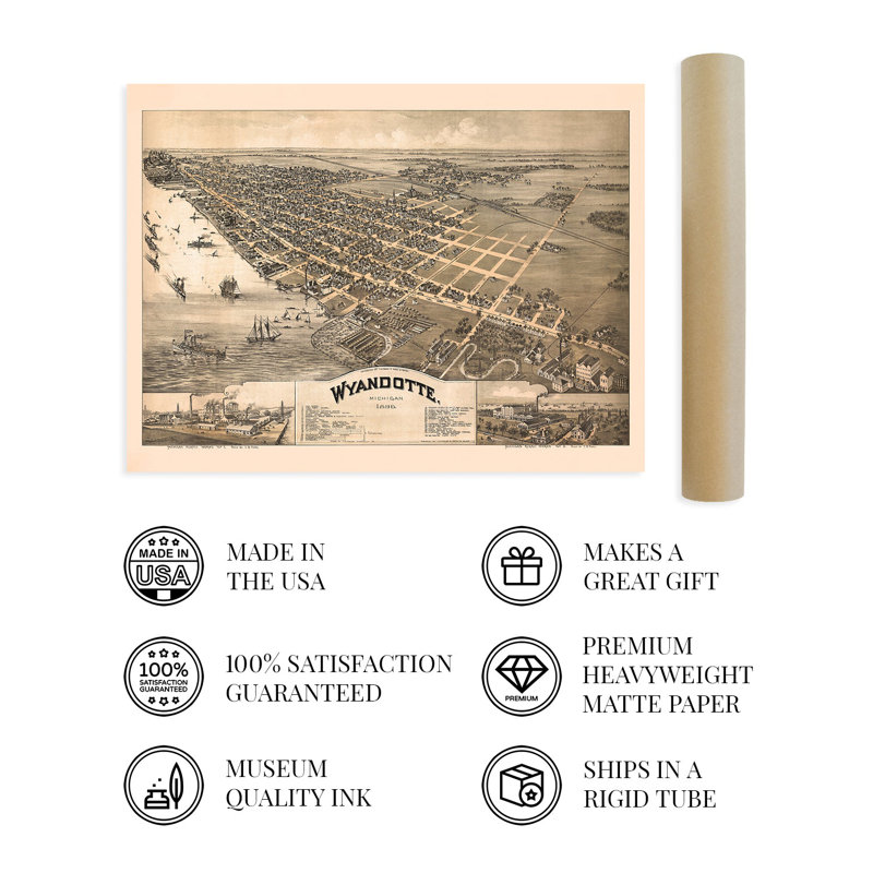 Carte de Wyandotte, Michigan, 1896, H 24 po x l 36 po
