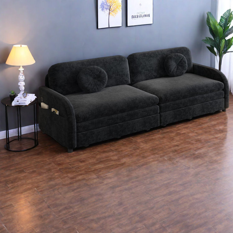 Versatile Sleeper Sofa With Storage, Metal Frame, Modern Design For Small Spaces
