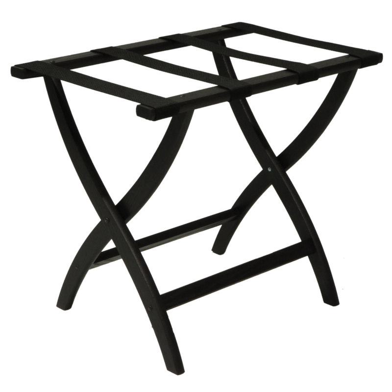 Porte-bagages pliable en bois, Noir, Noir