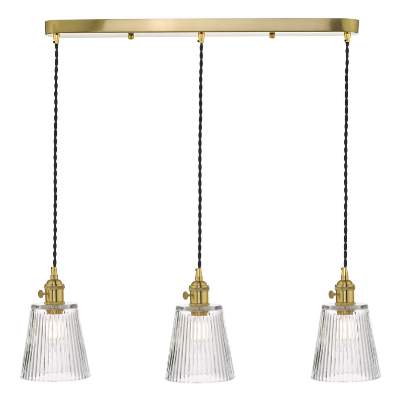 3 - Light Pendant, Natural Brass, 249cm H x 58cm W x 58cm D