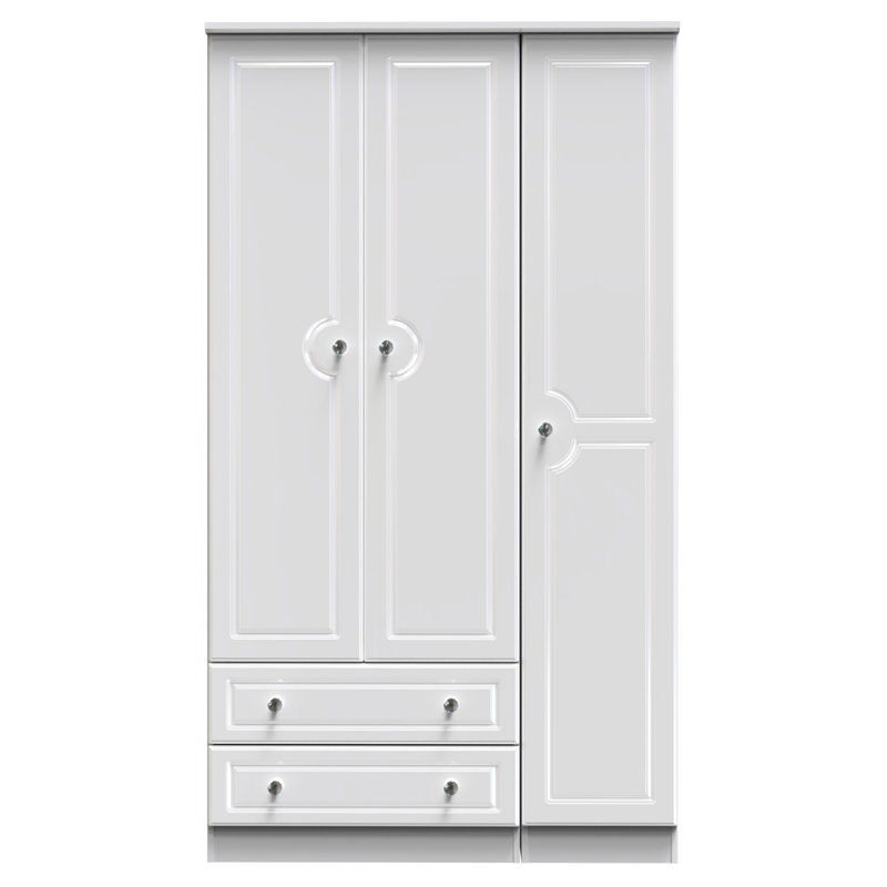 Conover Triple 2 Drawer Wardrobe, White Gloss/White