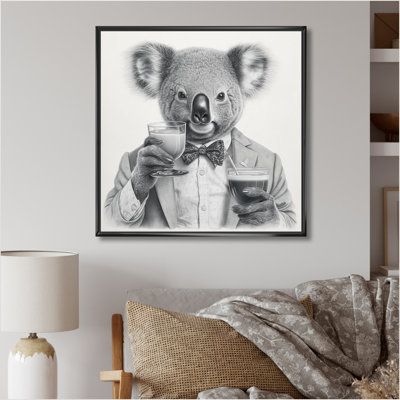 Koala ayant une boisson sur toile