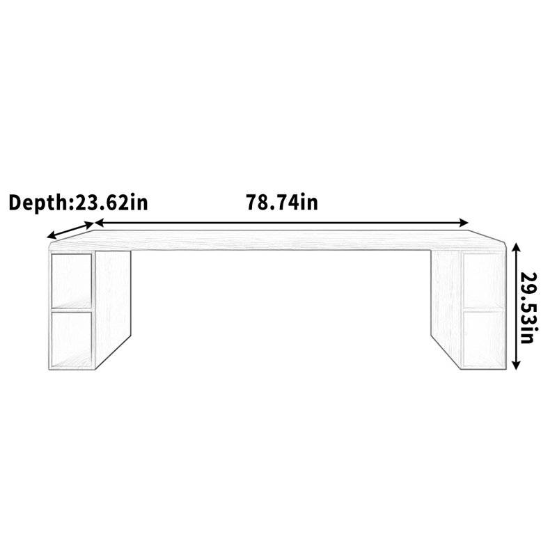 Pieds de rangement intégrés biseautés, H 29,53 po x l 78,74 po x P 23,62 po