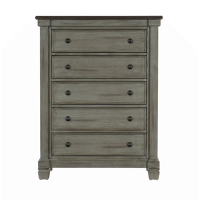 Transitional-Rustic Style Coffee And 5-Drawer Chest 1Pc Flat Knobs Classic Bedroom Furniture