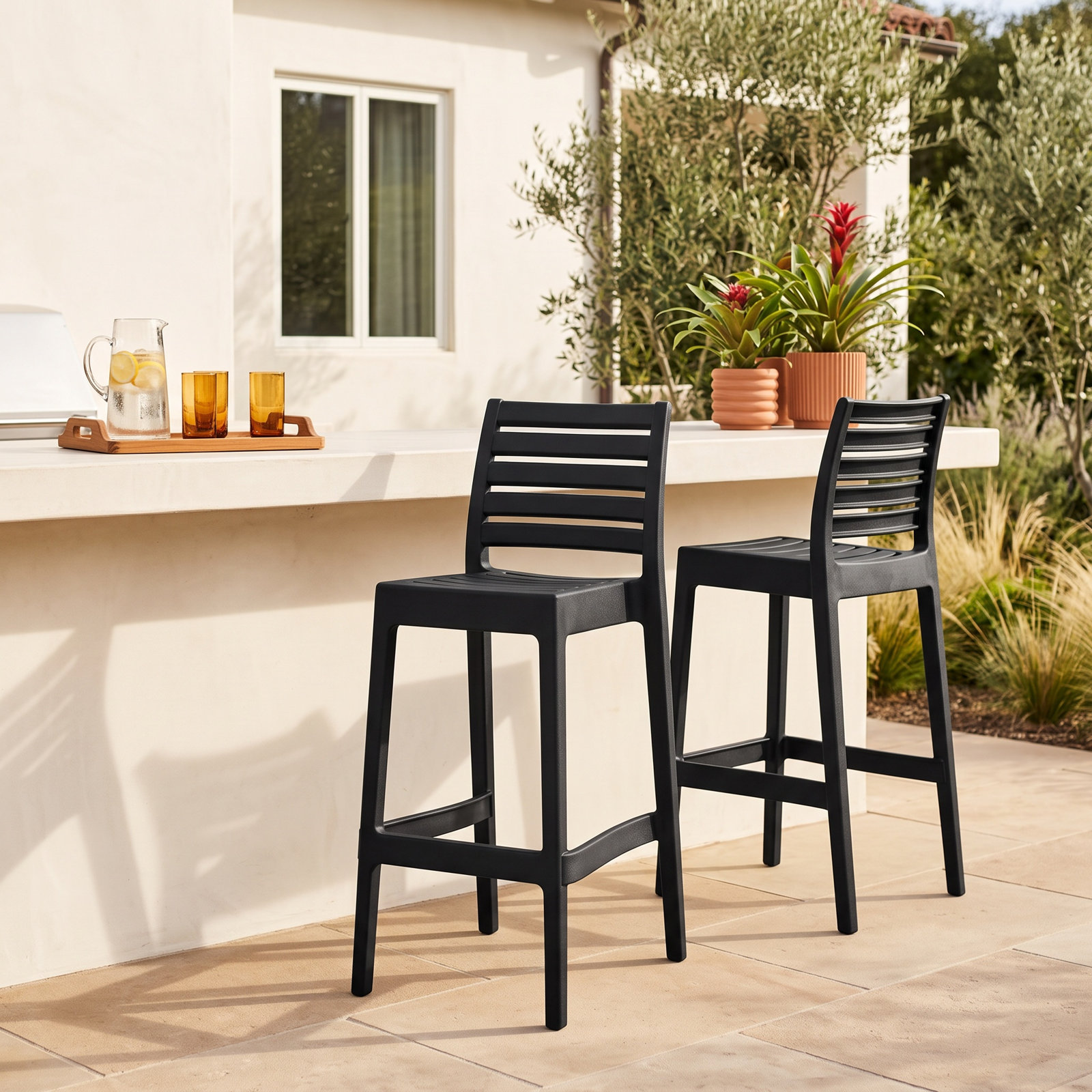 42.5'' Outdoor Bar Stool, Black