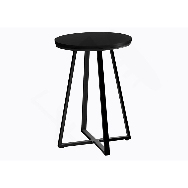 Table d'appoint, côté, rond, bout, table de chevet, lampe, stratifié gris, métal noir, contemporain, moderne, Noir