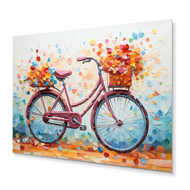 Vélo pédales harmonieuses pointillisme III, H 12 po x l 20 po x P 1 po
