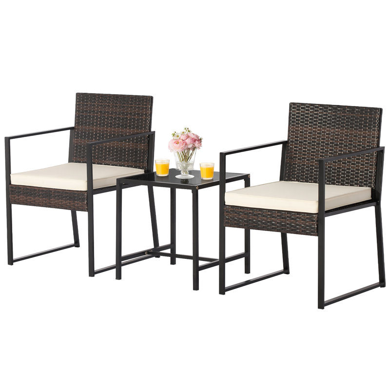 Amanjit 3 Piece Rattan Seating Group with Cushions