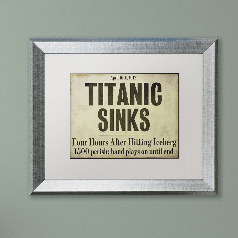 "titanic" par art textuel encadré Jadaya, H 16 po x l 20 po, Toile avec cadre argenté, Blanc