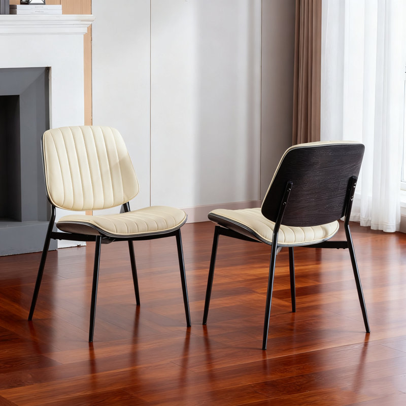 Chaises de salle à manger rembourrées Titus, Beige, 2
