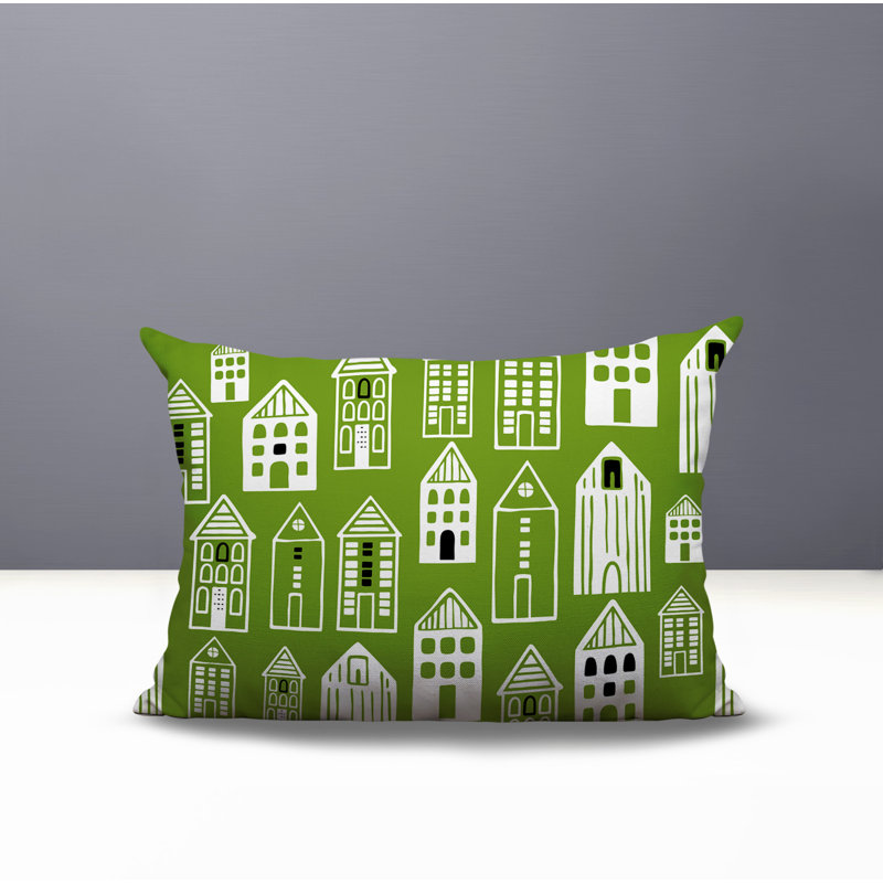 Oreiller rectangulaire réversible intérieur / extérieur Kito, Chartreuse, Rectangle H 14 po x l 20 po