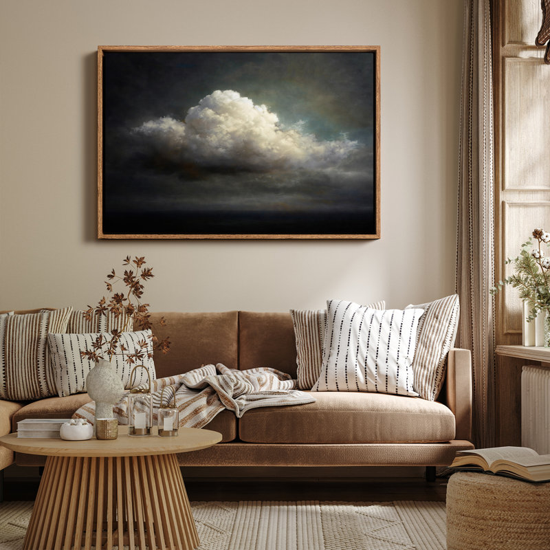 «Dramatic Luminous Cloud Floating in Dark Sky», reproduction d'art encadrée, Naturel, H 16 po x l 24 po