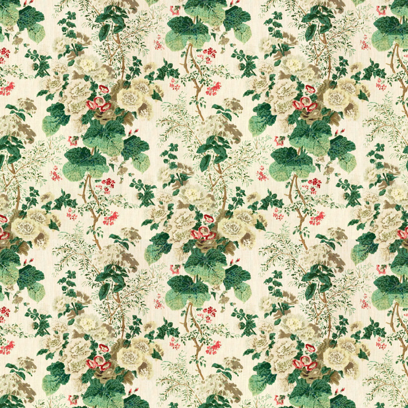 Hollyhock Hdb Fabric, White/Brown