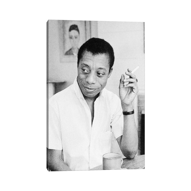 James Baldwin (1924-1987) - Reproduction de photo sur toile tendue, H 26 po x l 18 po x P 1,5 po
