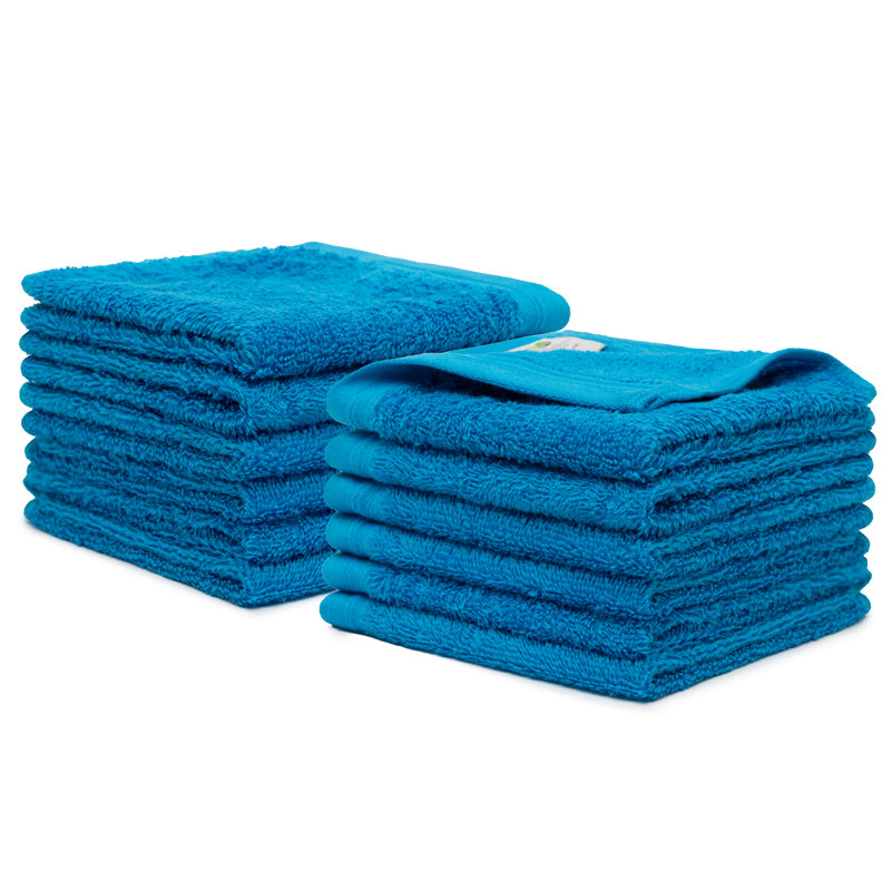 Graciela 12 Piece 100% Cotton Washcloth Set, Petrol