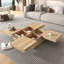Table basse carrée en placage avec plateau coulissant et rangement