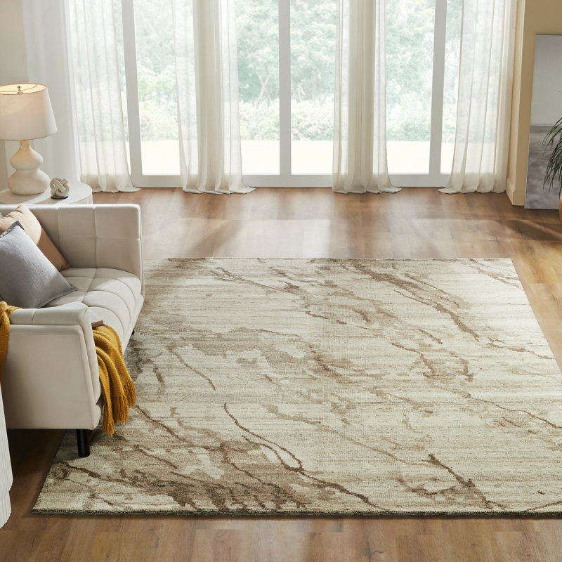 Tapis en laine noué à la main Harjinder, 4' x 6'