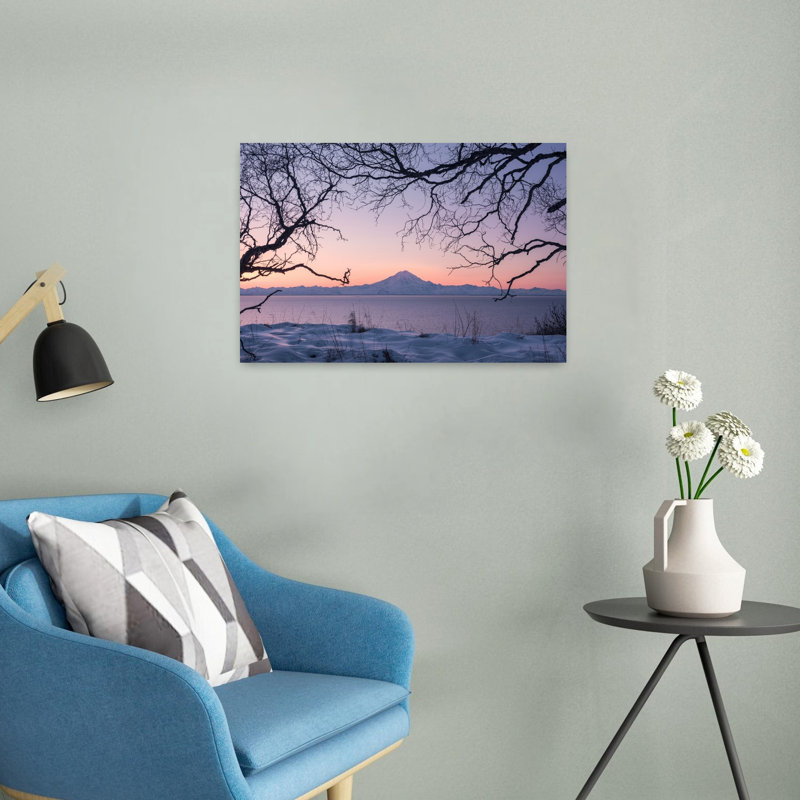 «Alaskan Volcanoe Abstract Contemporary Landscape Nature», reproduction d'art murale, H 16 po x l 24 po
