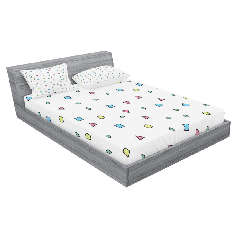 Microfiber Geometric Sheet Set, Full Sheet Set with Fitted Sheet