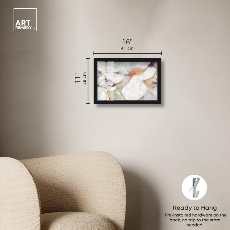 Alabaster Interlude I Boho Art Shadowbox Print par Art Remedy, H 11 po x l 16 po, Noir