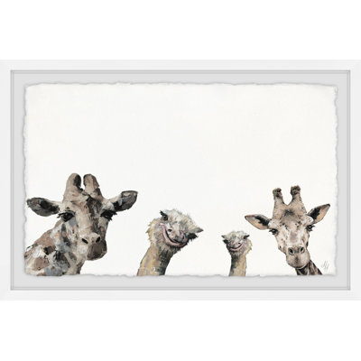 Girafes et autruches, reproduction encadrée