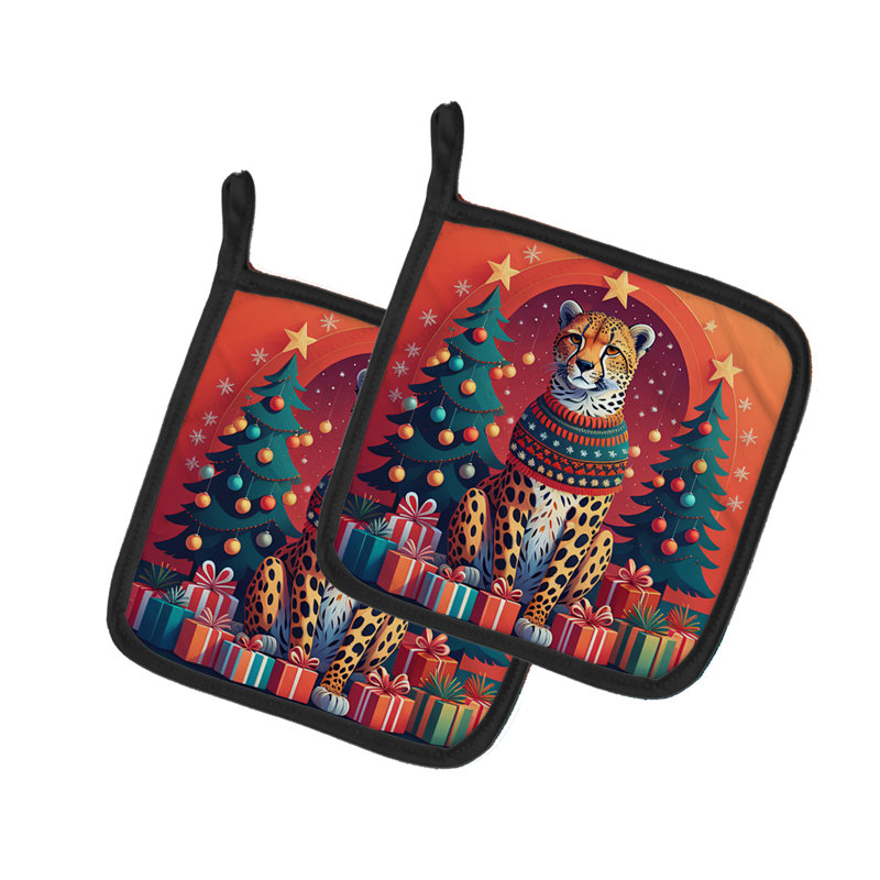 Paire de porte-pots de Noël guépard
