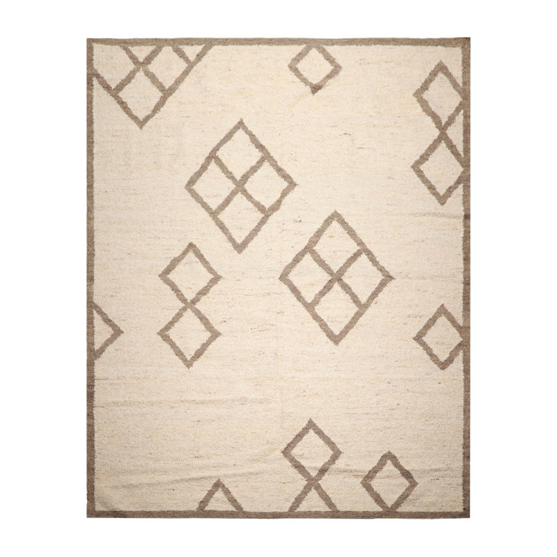 Tapis rectangulaire en laine de conception unique Annah: 9 pi 5 po x 11 pi 10 po