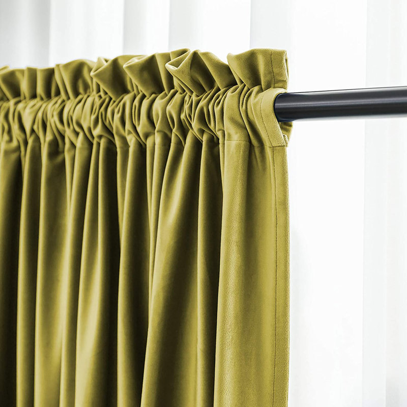 Florane Blackout Curtain Pair, Olive Green, 52" W x 84" L
