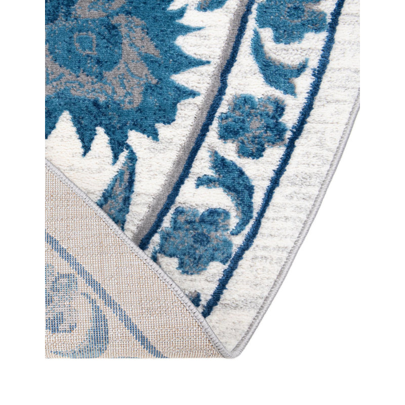 Muth Ivory/Blue Rug, Oval 3'3" x 5'3"