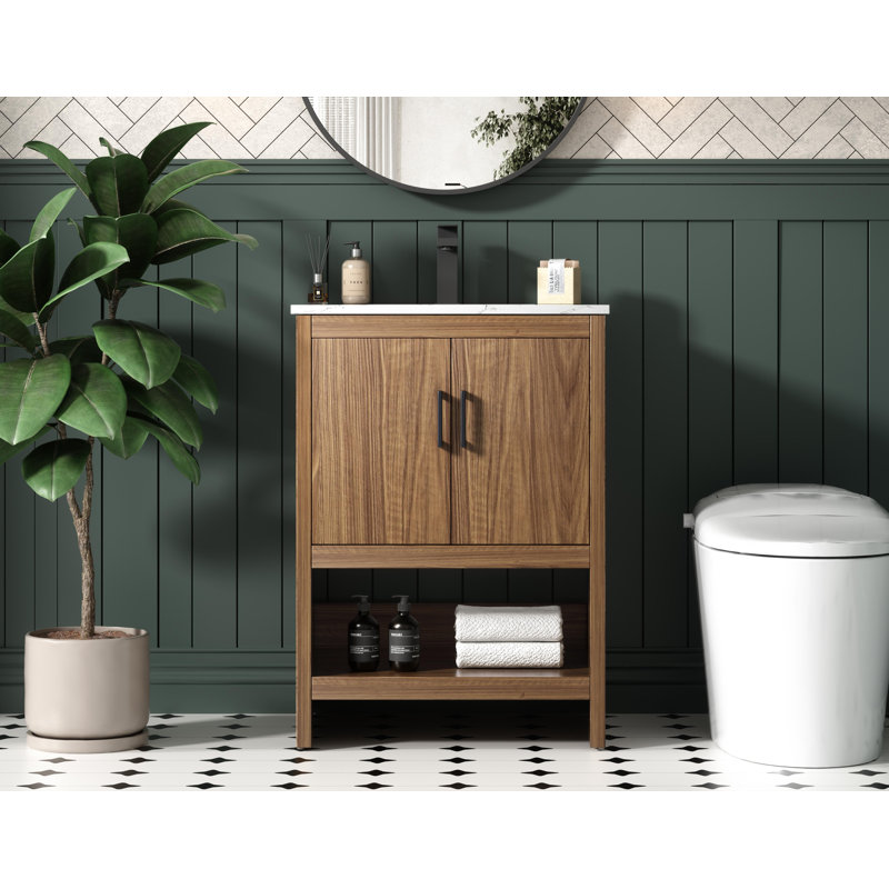 Kirkbride 24 inch Single Bathroom Vanity, Walnut Brown