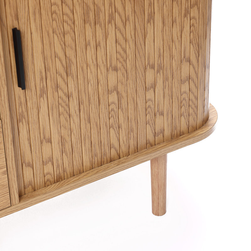 Buffet moderne 59,1 "à 2 portes et 3 tiroirs avec portes tambour rondes