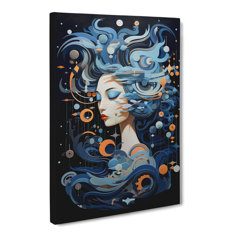Aquarius Zodiac Contemporary Art - Wrapped Canvas, 76cm H x 50cm W x 3cm D