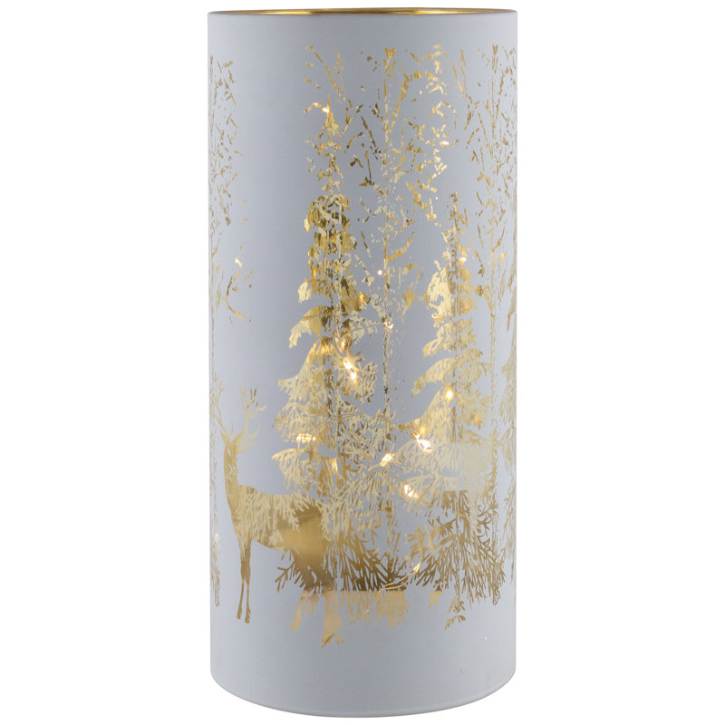Décoration de Noël bougie de Noël cerf en verre forêt ouragan - 8 po