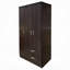 Garde-robe 3 portes à 2 tiroirs Leh, bois brun espresso, 72 pouces