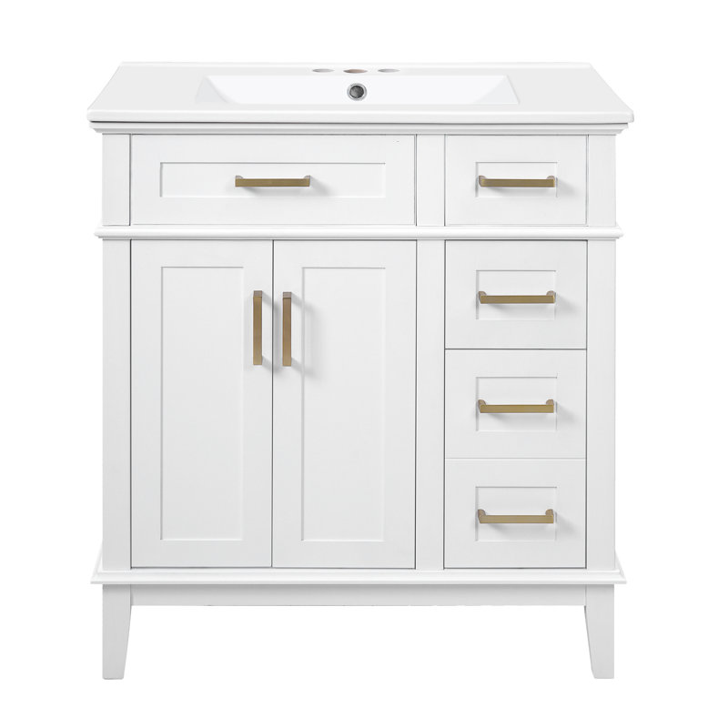 Meuble-lavabo 30 po avec lavabo en céramique, Blanc
