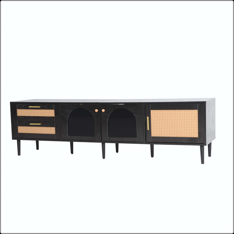 Meuble télé 70,8 po avec 3 armoires et 2 tiroirs - noir, Black, MDF