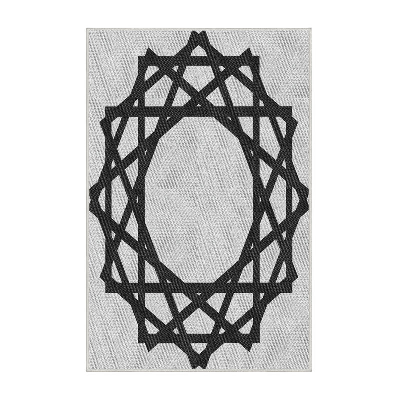 Tapis noir / blanc cassé Power Loom, Rectangle 7 pi x 10 pi