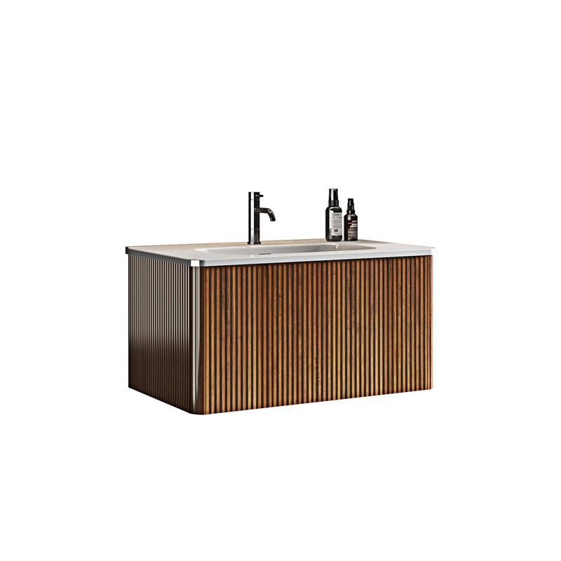 Meuble-lavabo mural flottant avec lavabo en céramique, 30"