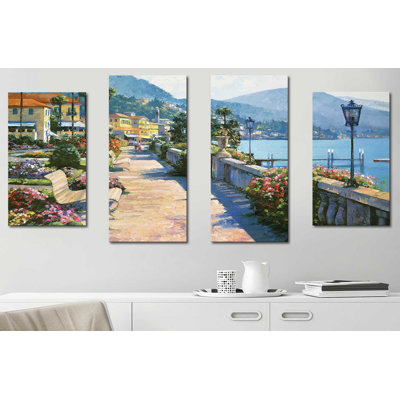 "Bellagio Promenade" par Howard Behrens, ensemble de 4 reproductions sur toiles