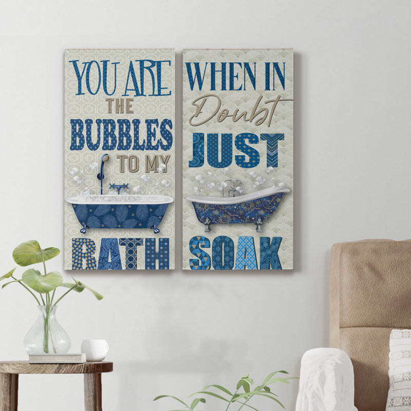«Bubbles to My Bath», ensemble de 2 toiles tendues, H 16 po x l 16 po x P 1 po