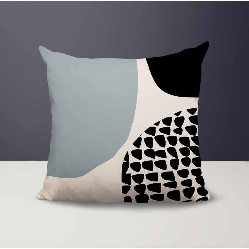 Coussin carré intérieur / extérieur pia, H 15 po x l 15 po, Gris / noir / blanc cassé