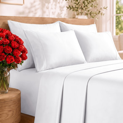 6 Piece Sheet Set, Soft Cooling Bed Sheets, Breathable & Wrinkle Free, Hotel Luxury Bedding