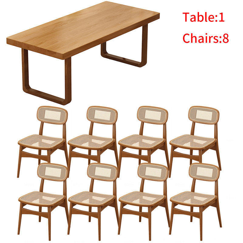 Ensemble de table rectangulaire en bois massif de style nordique, H 29,5 po x L 70,8 po x l 31,4 po