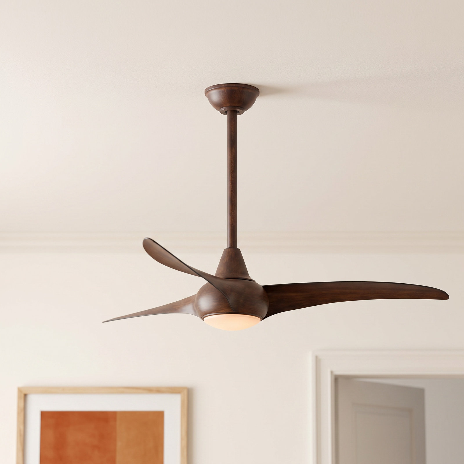 Wave 52" Ceiling Fan with LED Light Kit, Distressed Koa